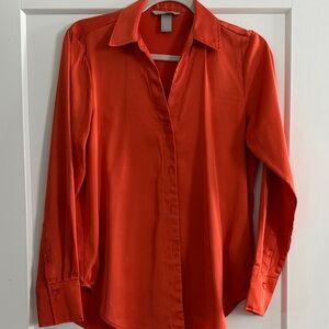 H&M Bright Orange Button-Up Blouse
